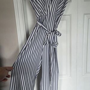 Fashion Nova Navy and White Striped Jumpsuit Romper